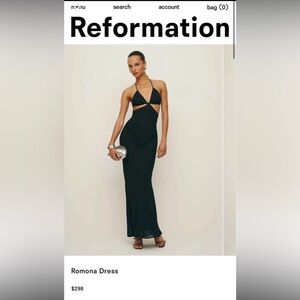 Reformation Romona Black Backless Cutout Halter Gown size 2 new with tags